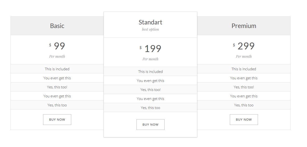 JKreativ - Pricing Table Preview