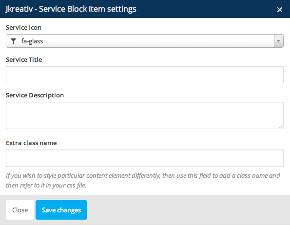 JKreativ - Service Block Item Settings