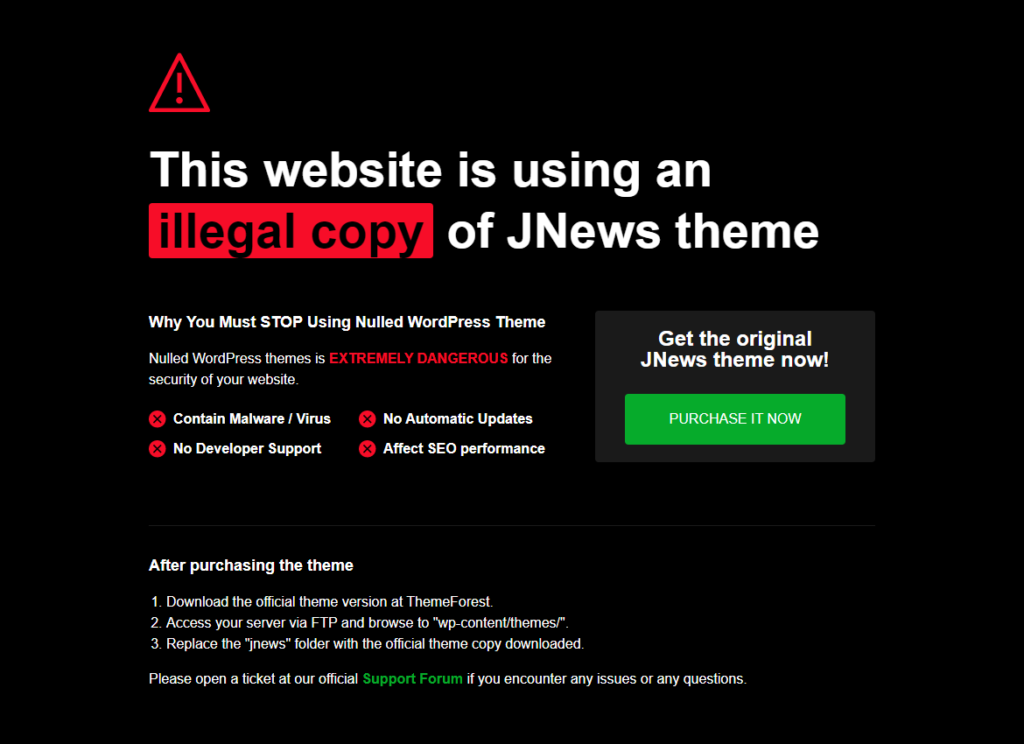 How to Fix “This website is using an illegal copy of JNews theme” Error