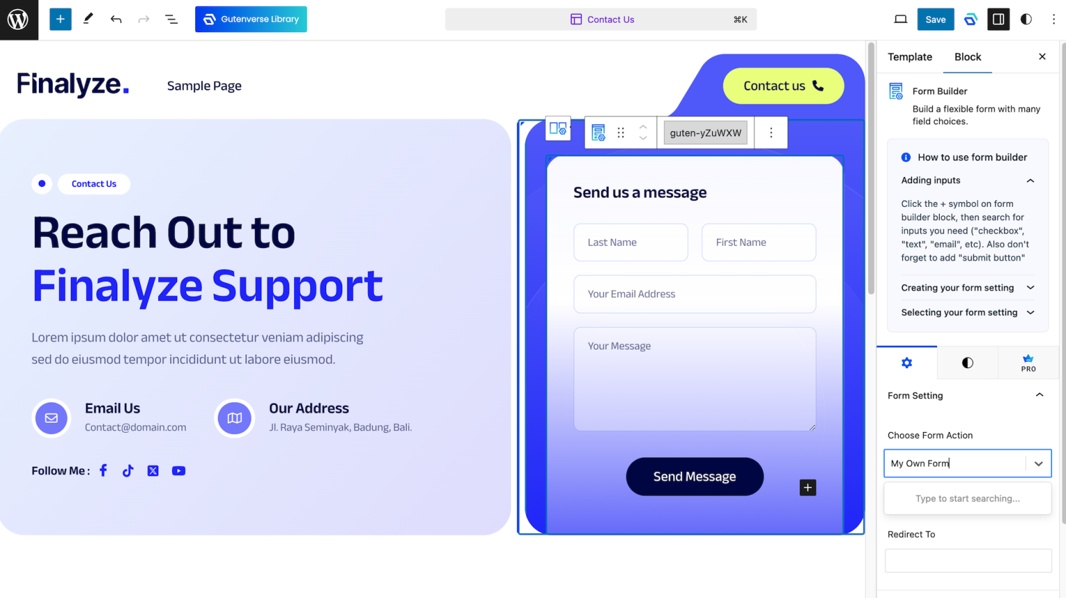 Setup Form Action – Jegtheme Support & Documentation